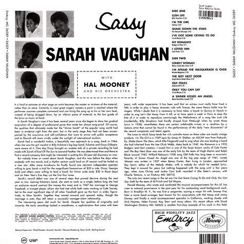 Sarah Vaughan - Sassy Acoustic Sounds