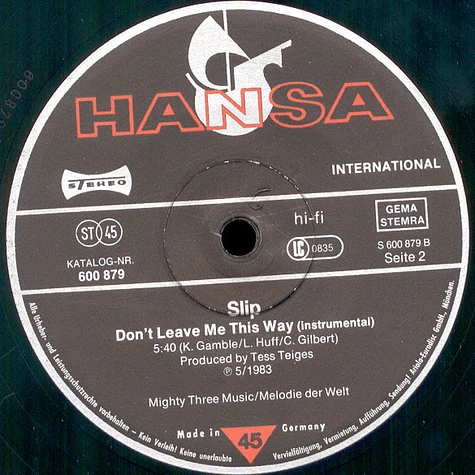 Slip - Don't Leave Me This Way