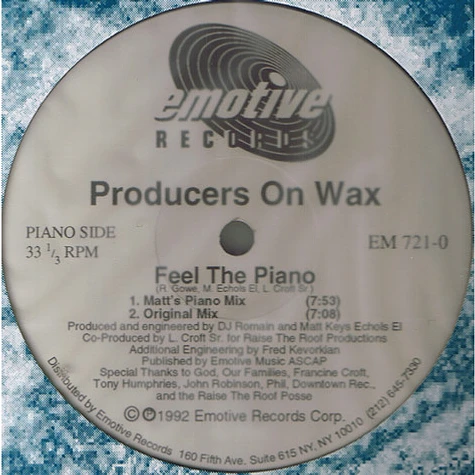 Producers On Wax - Feel The Piano / Let It Move You