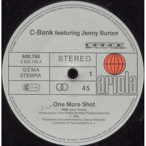 C-Bank Featuring Jenny Burton - One More Shot