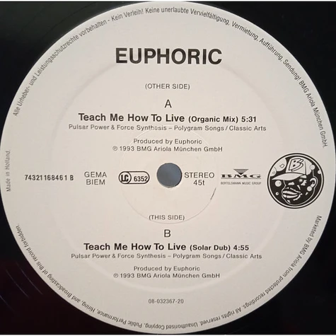 Euphoric - Teach Me How To Live