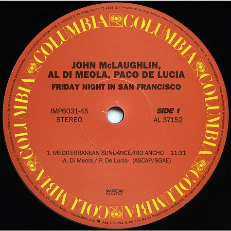 Al Di Meola, John Mclaughlin, Paco De Lucia - Friday Night In San Francisco