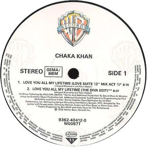 Chaka Khan - Love You All My Lifetime