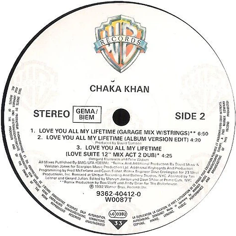 Chaka Khan - Love You All My Lifetime