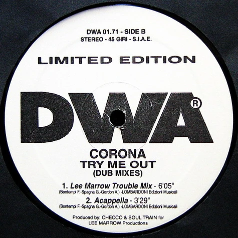 Corona - Try Me Out (Dub Mixes)