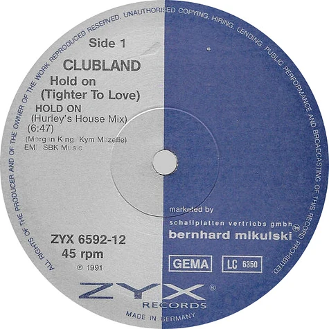 Clubland Introducing Zemya Hamilton - Hold On (Tighter To Love) The Steve "Silk" Hurley Mixes