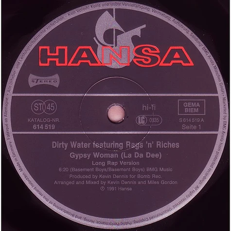 Dirty Water Feat. Rags 'n' Riches - Gypsy Woman (La Da Dee) Rap Version