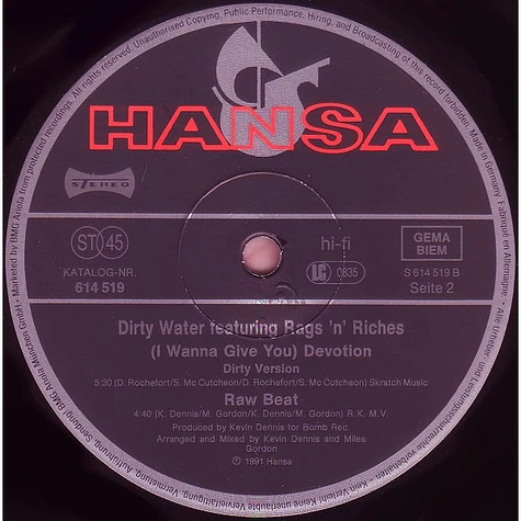 Dirty Water Feat. Rags 'n' Riches - Gypsy Woman (La Da Dee) Rap Version