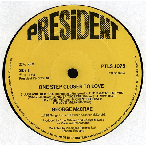 George McCrae - One Step Closer To Love