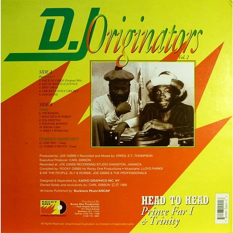 Prince Far I & Trinity - Joe Gibbs Presents: D.J. Originators Vol. 2 - Head To Head