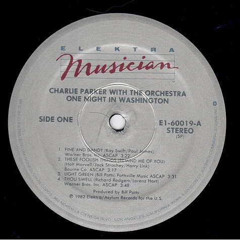 Charlie Parker With The Orchestra - One Night In Washington