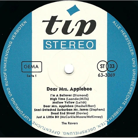 The Ravers - Dear Mrs. Applebee