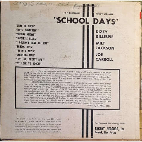 Dizzy Gillespie · Milt Jackson · Joe Carroll - School Days