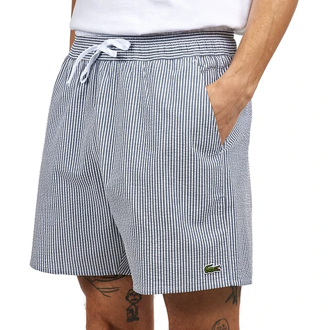 Lacoste - Striped Seersucker Swim Trunks