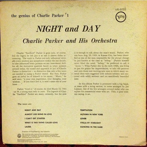 Charlie Parker And His Orchestra - Night And Day