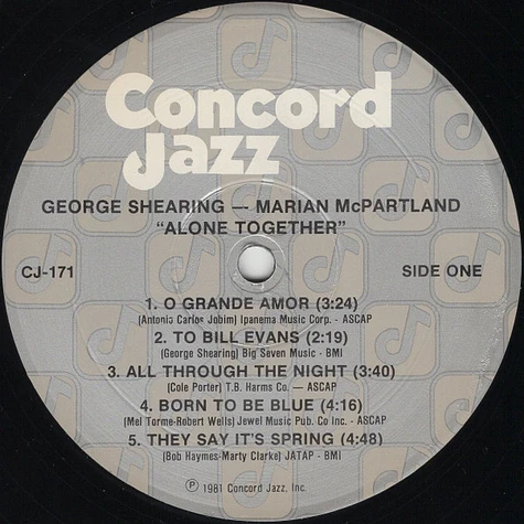 George Shearing, Marian McPartland - Alone Together