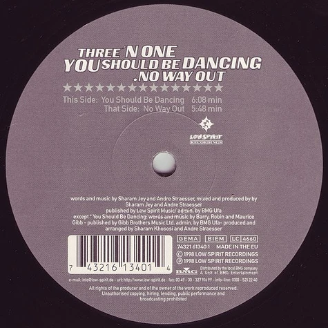 Three 'N One - You Should Be Dancing / No Way Out