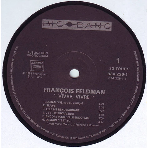 François Feldman - Vivre, Vivre