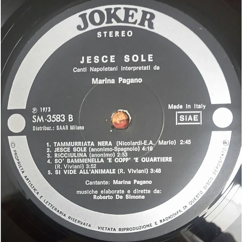 Marina Pagano - Jesce Sole