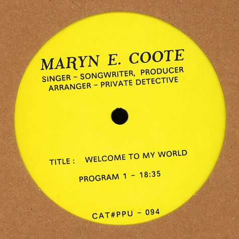 Maryn E Coote - Welcome To My World