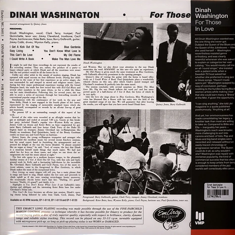 Dinah Washington - For Those In Love Vinyl Me, Please Edition