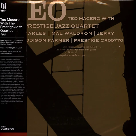 Teo Macero With The Prestige Jazz Quartet - Teo Vinyl Me, Please Edition