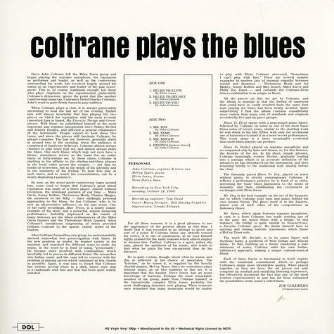 John Coltrane - Plays The Blues 180g Vinyl Edition