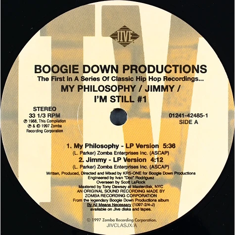 Boogie Down Productions - My Philosophy / Jimmy / I'm Still #1