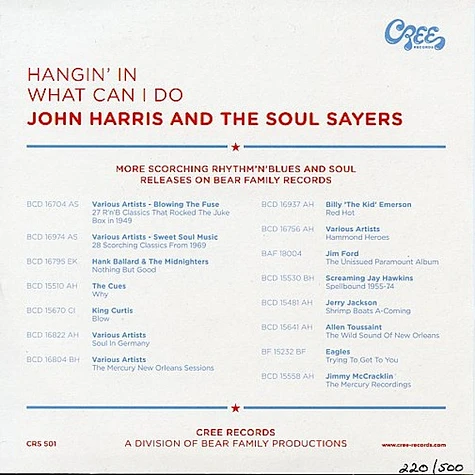 John Harris And The Soul Sayers - Hangin' In / What Can I Do