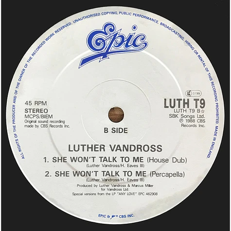 Luther Vandross - She Won't Talk To Me