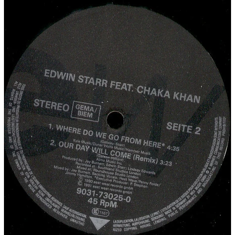 Edwin Starr Featuring Chaka Khan - Our Day Will Come