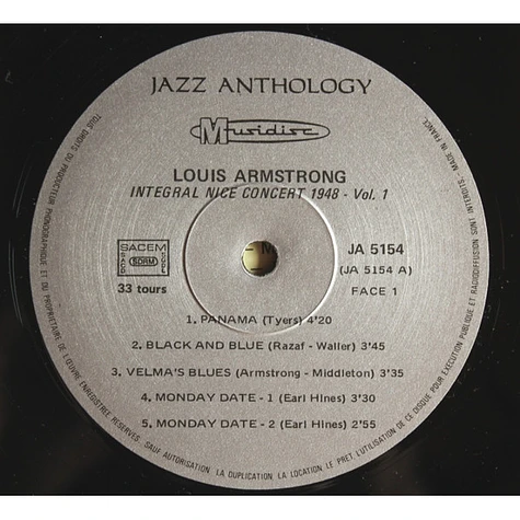 Louis Armstrong - Integral Nice Concert • 1948 Vol.1