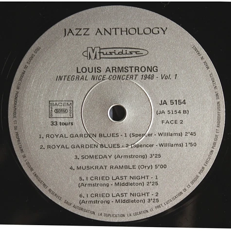 Louis Armstrong - Integral Nice Concert • 1948 Vol.1