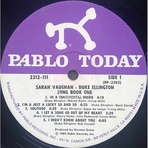 Sarah Vaughan: Duke Ellington - Song Book One