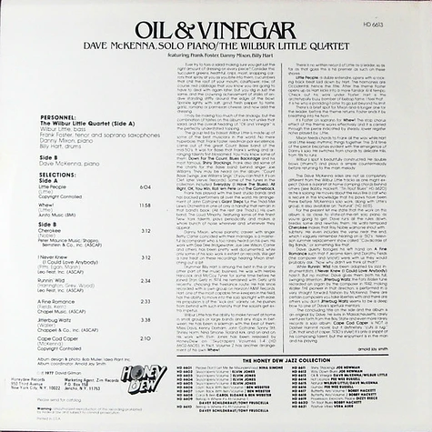 Dave McKenna / The Wilbur Little Quartet - Oil & Vinegar