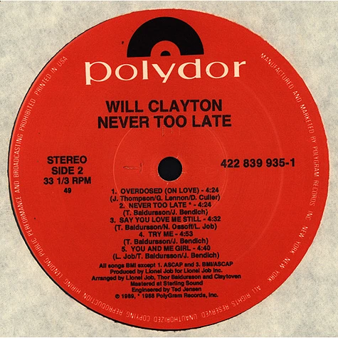 Willie Clayton - Never Too Late