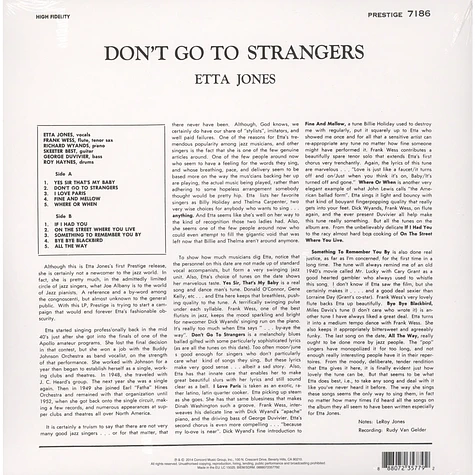 Etta Jones - Don't Go To Strangers Back To Black Edition