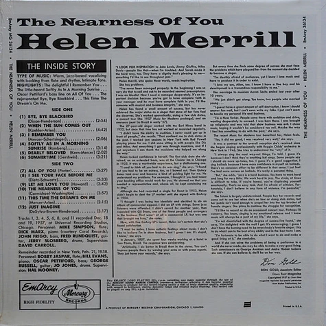 Helen Merrill - The Nearness Of You