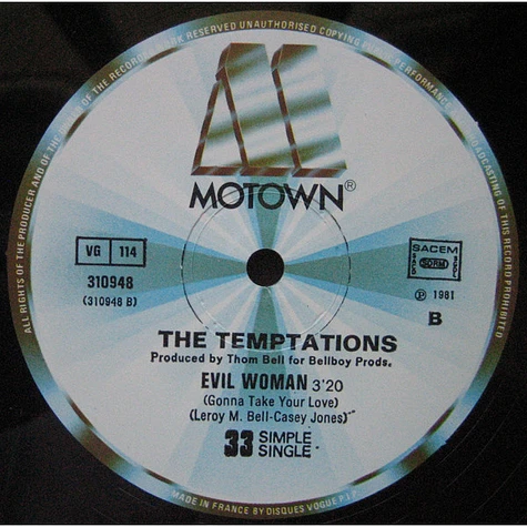 The Temptations Featuring Rick James - Standing On The Top / Evil Woman (Gonna Take Your Love)