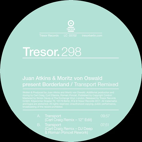 Juan Atkins & Moritz Von Oswald present Borderland - Transport Remixed (2024 Repress)