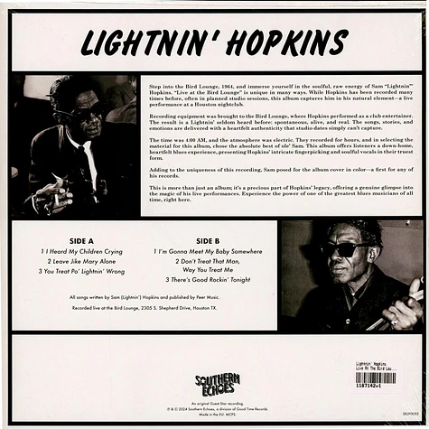 Lightnin' Hopkins - Live At The Bird Lounge Clear/Red/Yellow Splatter Effect Vinyl Edition