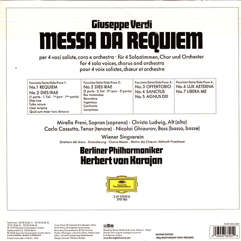 Karajan Berliner Philharmoniker Wiener Singverein - Verdi: Messa Da Requiem Original Source