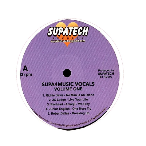 V.A. - Supa4music Vocals Volume One