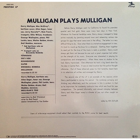 Gerry Mulligan - Mulligan Plays Mulligan