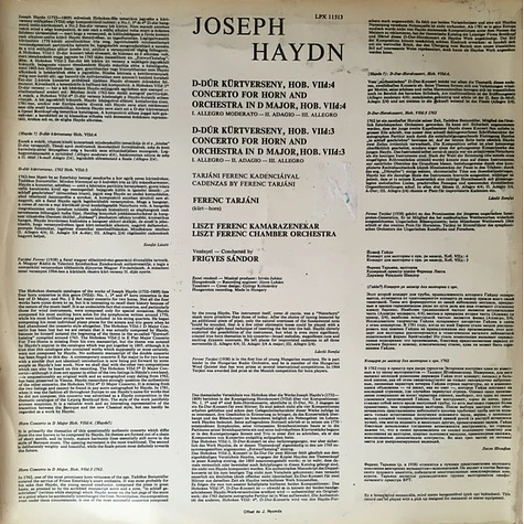 Joseph Haydn, Ferenc Tarjáni, Frigyes Sándor, Liszt Ferenc Chamber Orchestra - Concertos For Horn In D Major Nos. 1-2