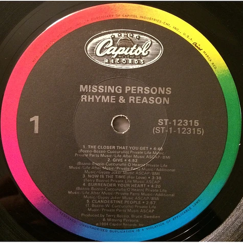 Missing Persons - Rhyme & Reason