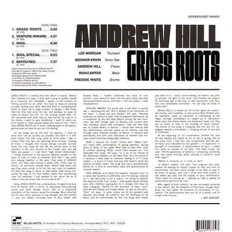 Andrew Hill - Grass Roots Tone Poet Vinyl Edition