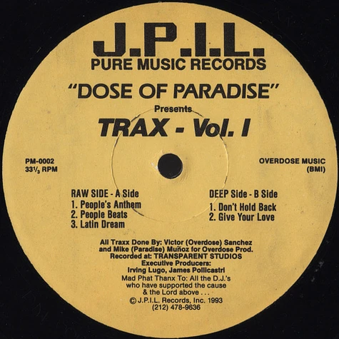 A Dose Of Paradise - Trax - Vol.1