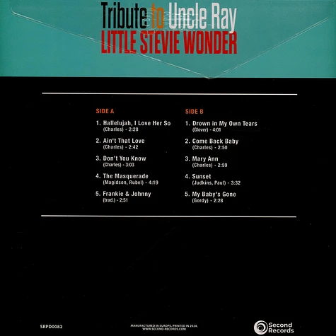 Stevie Wonder - Tribute To Uncle Ray Turquoise Vinyl Edition