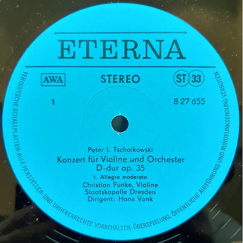 Pyotr Ilyich Tchaikovsky, Christian Funke · Staatskapelle Dresden, Hans Vonk - Violinkonzert D-dur Op. 35